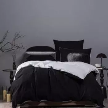 Комплект постельного белья SleepiX Юко, 2-сп, сатин, модал/бамбук, 110г/м2, черный/белый