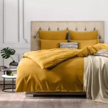 Комплект постельного белья SleepiX Миоко, 1.5-сп, 4 наволочки, сатин, горчичный