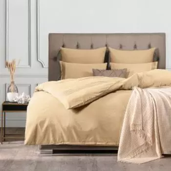 Комплект постельного белья SleepiX Миоко, Евро, 4 наволочки, сатин, бежевый