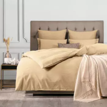 Комплект постельного белья SleepiX Миоко, Дуэт, 4 наволочки, сатин, бежевый