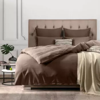 Комплект постельного белья SleepiX Миоко, Дуэт, 4 наволочки, сатин, коричневый