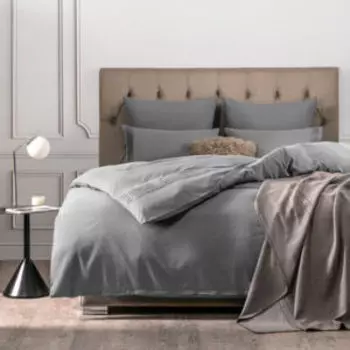 Комплект постельного белья SleepiX Миоко, Дуэт, 4 наволочки, сатин, серый