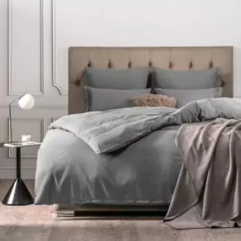 Комплект постельного белья SleepiX Миоко, 2-сп, 4 наволочки, сатин, серый