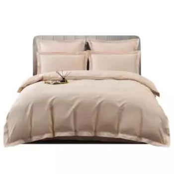 Комплект постельного белья Sofi de Marko Изольда, Евро, макосатин, бежевый