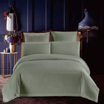 комплект постельного белья Stripe Дуэт, размер: простыня 200х220см, пододеяльник 145х214см, наволочка 50х70см 2шт, хаки, сатин-страйп, 100% хлопок, 125г/м2