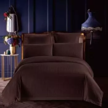 Комплект постельного белья Stripe, Дуэт, шоколадный, сатин-страйп