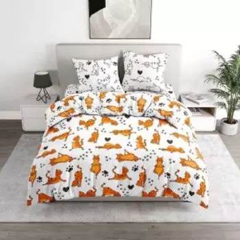 Комплект постельного белья Theodora Котойога, Евро, поплин, хлопок 110г/м2