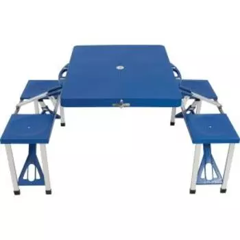 Комплект стол складной со скамейками в чемодане, синий