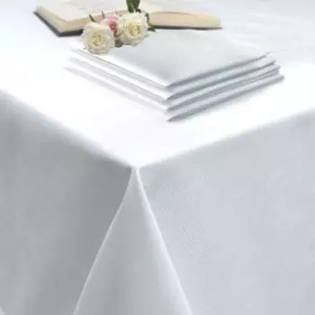 комплект столового белья GRAND STYLE: скатерть 220х140 см, салфетки 35х35 см, 4 шт, цвет белый, 100% п/э, тефлон