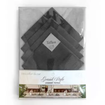 Комплект столового белья: скатерть, 5 предметов, серый/тёмно-серый, п/э, тефлон