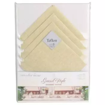 Комплект столового белья: скатерть, 5 предметов, натуральный/олива, п/э, тефлон