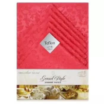 комплект столового белья Журавинка: скатерть 180х150см, салфетки 35х35, 6шт, коралловый, 88% пэ, 12% хлопок, тефлон