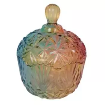 Конфетница с крышкой светлая, 19х13 см, стекло