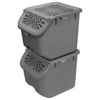 Контейнер для овощей Phibo, 24х28х24 см, 11.3 л, пластик, серый