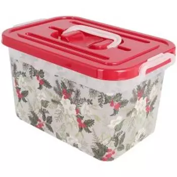 Контейнер Полимербыт Зимние цветы, 31х20х18 см, 6.5 л, с крышкой, на защелках, пластик