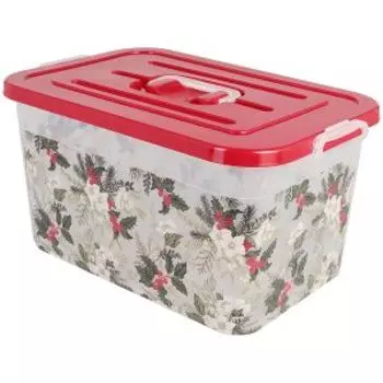 Контейнер Полимербыт Зимние цветы, 41.5х27х22 см, 15 л, с крышкой, на защелках, пластик