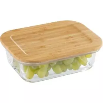 Контейнер прямоугольный Bambu, 600 мл, стекло/бамбук
