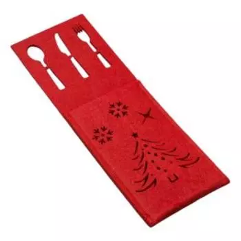 Конверт для столовых приборов Доляна Новый год, 25х8.5 см, фетр 430г/м2, красный