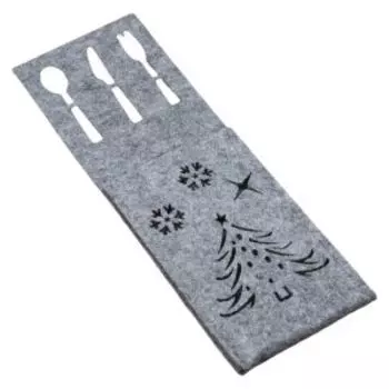 Конверт для столовых приборов Доляна Новый год, 25х8.5 см, фетр 430г/м2, серый