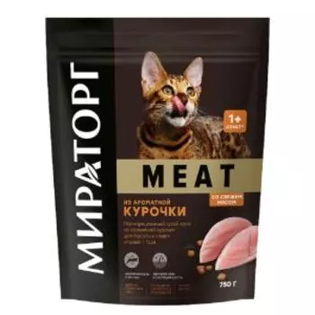 Корм для кошек сухой Мираторг Winner Meat для взрослых кошек старше 1 года, курица, 0.75 кг