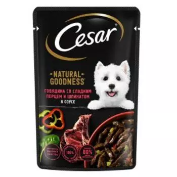 Корм для собак Cesar с говядиной, паприкой, шпинатом в соусе, 80 г