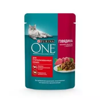 Корм влажный для кошек Purina One для стерилизованных кошек, говядина/морковь, 75 г