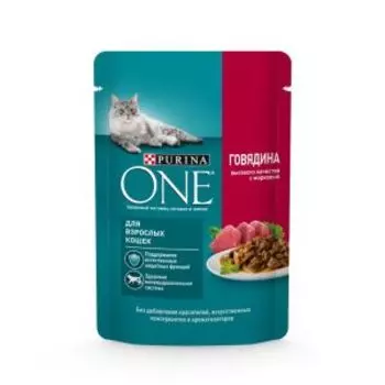 Корм влажный для кошек Purina One, говядина/морковь, 75 г