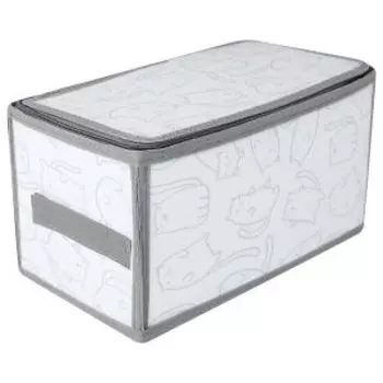 Коробка для хранения Домовой zipper Gray cats, 30х15х15 см, с молнией, пластик