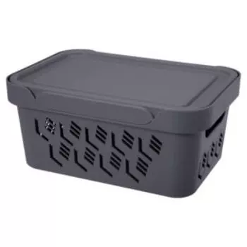 Коробка Econova Deluxe с крышкой, 27х19х12 cм, 4.6 л, серый