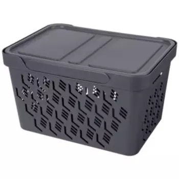Коробка Econova Deluxe с крышкой, 380х276х220 мм, 18 л, серый
