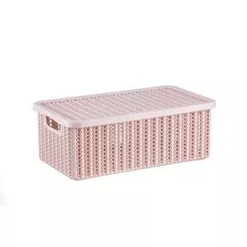 коробка Idea Вязание, с крышкой, чайная роза, 6 л