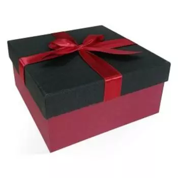 Коробка подарочная с бантом, тиснение лен, 19х19х9 см, черный-бордовый