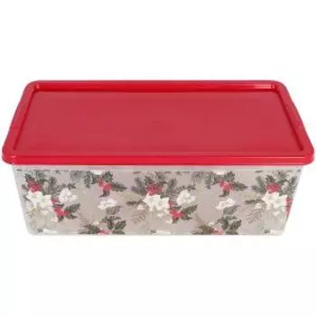 Коробка Полимербыт Зимние цветы, 37х19х12 см, 5.5 л, с крышкой, пластик