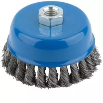 Корщетка чашка, гайка М14, стальная витая проволока 100 мм