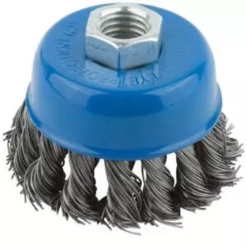 Корщетка чашка, гайка М14, стальная витая проволока 65 мм