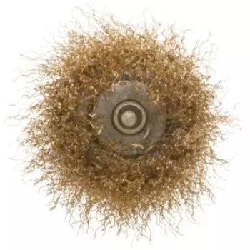 Корщетка чашка, с штифтом, стальная латунированная волнистая проволока 75 мм