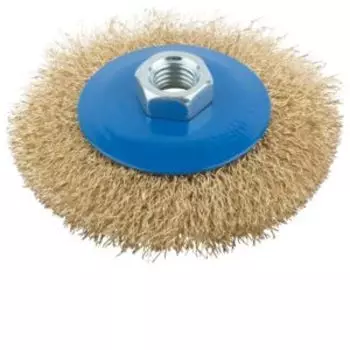 Корщетка, колесо с наклоном, гайка М14, стальная волнистая проволока 100 мм