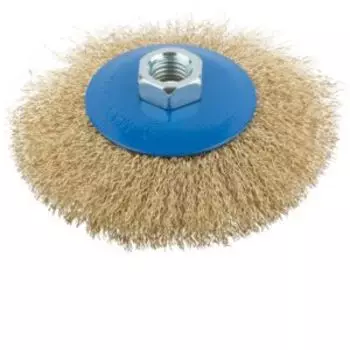 Корщетка, колесо с наклоном, гайка М14, стальная волнистая проволока 115 мм