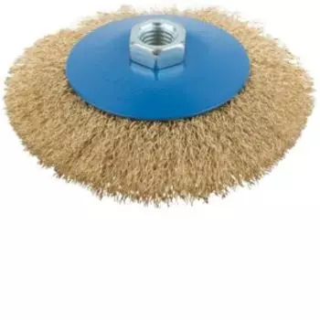 Корщетка, колесо с наклоном, гайка М14, стальная волнистая проволока 125 мм