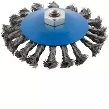 Корщетка, колесо с наклоном, гайка М14, стальная витая проволока 115 мм