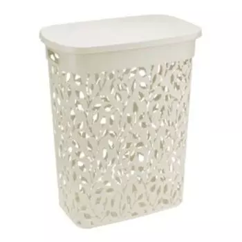 корзина д/белья IDEA ФЛОРА 35л, пластик, белый ротанг
