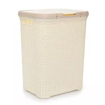 корзина для белья АРТЛАЙН, прямоугольная,с крышкой, пластик, цвет в ассортименте, 60л