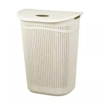 Корзина для белья Idea Вязание, с крышкой, 55 л, пластик, белый ротанг