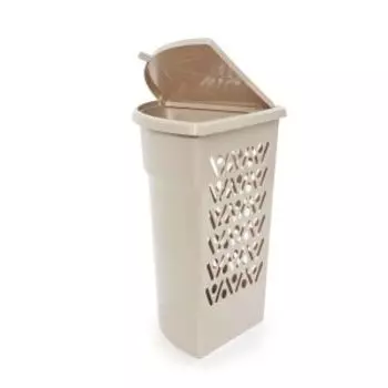 корзина для белья ПОЛИМЕРБЫТ угловая 45л, цвет молочный