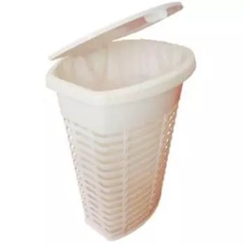 Корзина для белья Primanova Palm с крышкой и внутренним чехлом, 50 л, белый