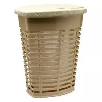 Корзина для белья Primanova Palm с крышкой и внутренним чехлом, 50 л, пластик, бежевый