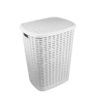 Корзина для белья Verde Roso, 50 л, прямоугольная, с крышкой, пластик, белый