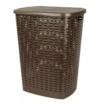 Корзина для белья Verde Roso, прямоугольная, 50 л, с крышкой, пластик, коричневый
