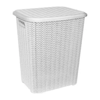 Корзина для белья Violet Вязь, 38х32х46 см, 40 л, пластик, белый