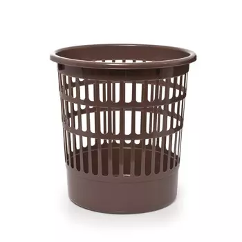 Корзина для бумаг Полимербыт, 9,5л, черный/ коричневый, пластик